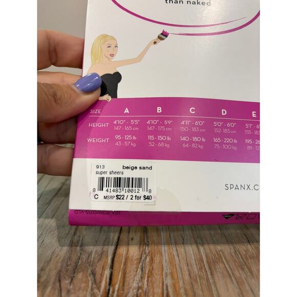 SPANX by Sara Blakely Super Sheers Pantyhose All Day Shaping Beige Sand C NWT - Picture 5 of 5